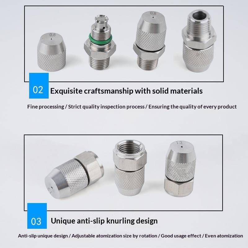 0.6 0.8 1.0 1.2 1.5 2.0Mm Hole Stainless Steel Nozzle Adjustable Steam Volume For Fog Cannon Machine 1/8' 1/4' 3/8' 1/2'