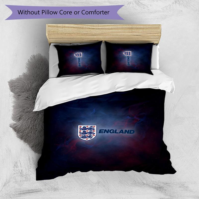 Set Biancheria da Letto Stampata Calcio Inghilterra 3 Pezzi Copriletto Traspirante Accogliente come Regalo per la Casa Nuova o per le Feste