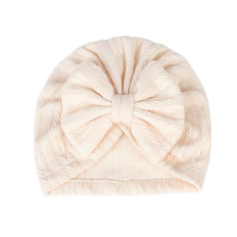 New baby hat baby hat elastic jacquard Indian hat bow windproof children's hat knitted pullover hat