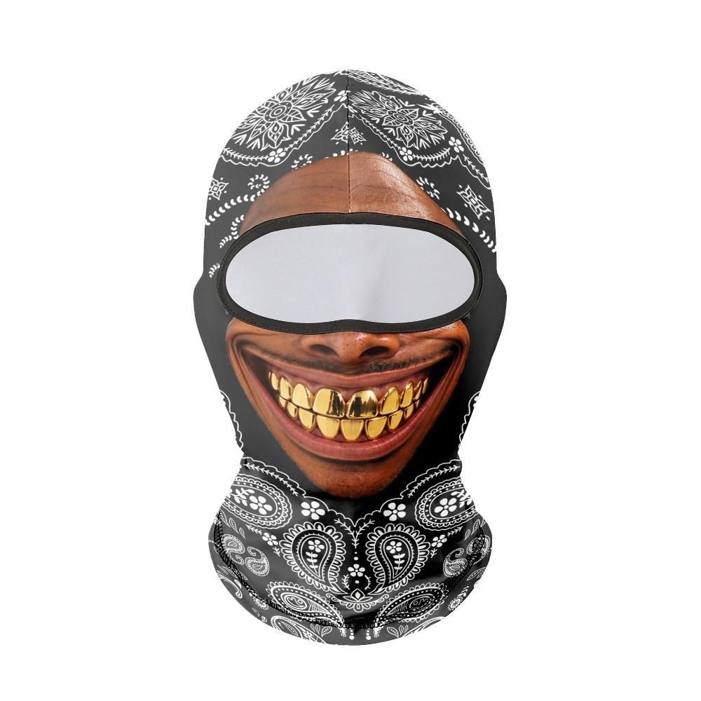 3D Face Printed Old Man Balaclava Face Mask Paisley Print Funny Face Funny Ski Mask Full Coverage Elastic Winter Mask Cover
