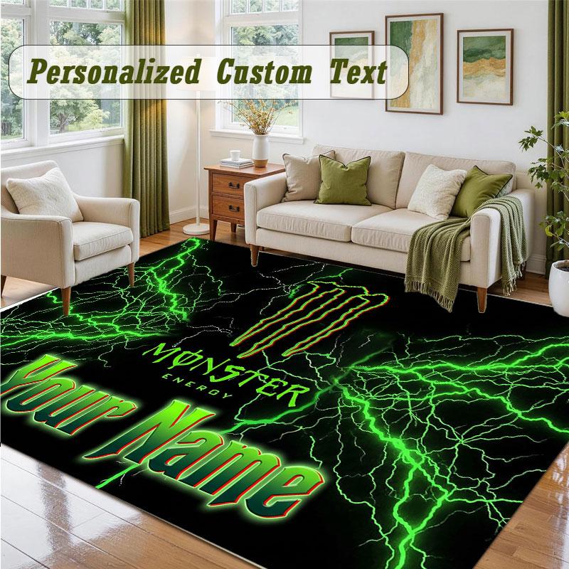 Crystal Velvet Square Rug Custom NameMonster Energy Pattern Non Slip Home Floor Decor Rug