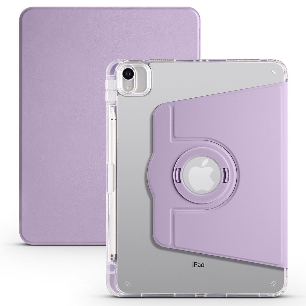 For iPad Air 11 (2025)/(2024) Case Rotating Stand Leather+Clear TPU Detachable Tablet Cover