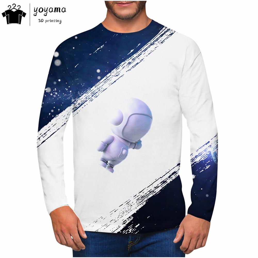 Astronaut Print Men's Long Sleeve T-shirt Men's Clothing Fashion T Shirt Men Casual Hip Hop T-shirts for Men Astronaut T-shirt