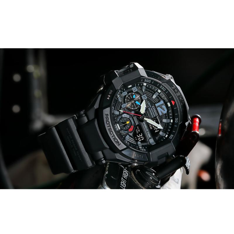 Casio G-Shock Aviation Series Fashion Retro Classic Pointer Dual Display 3D Sports Waterproof Quartz Watch Men watches Black GA-1100-1A1