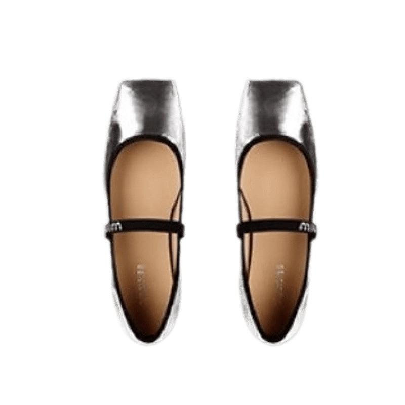 Shoes square head word with versatile shallow mouth flat bottom ballet style Mary Jane shoes women