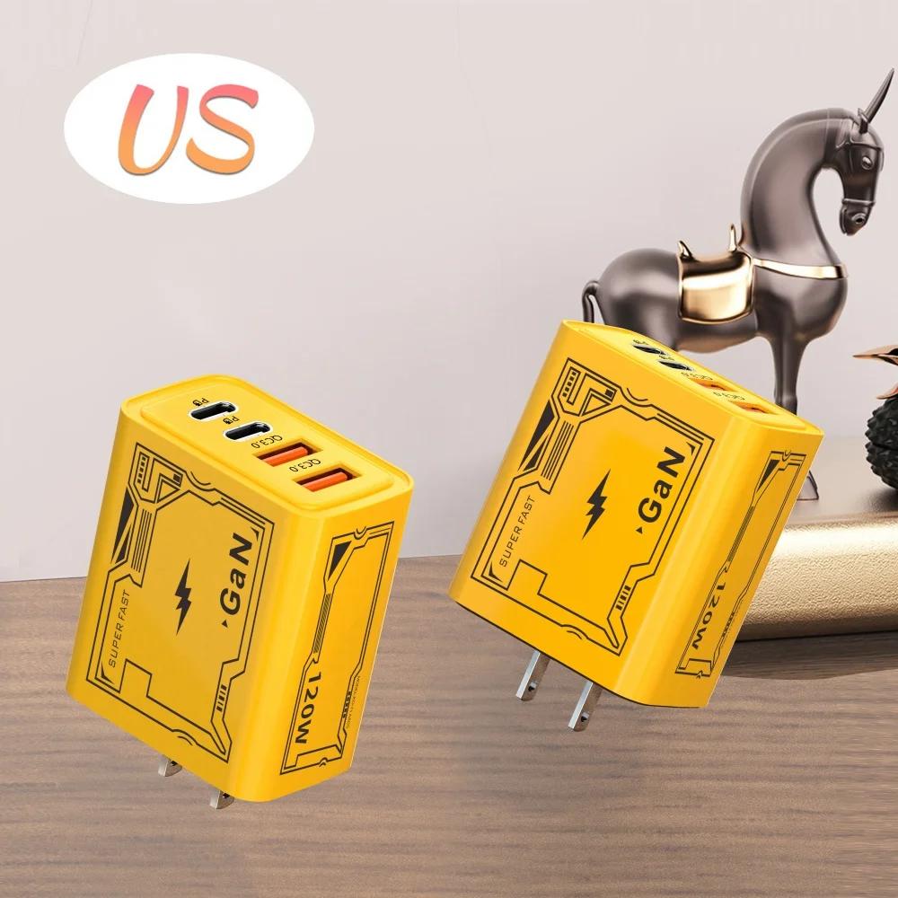 

Всего 120 Вт USB C GaN зарядное устройство Muti 4 порта Type C PD мобильный телефон быстрая зарядка настенный адаптер для iPhone 16 Pro Max Xiaomi US