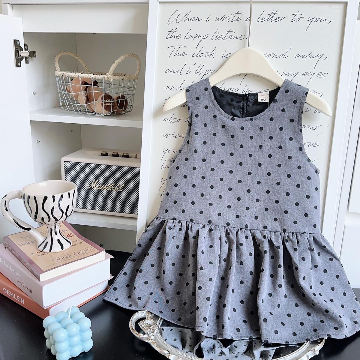 Девочковое платье-жилет в горошек для весны и осени AQA265 Size 90