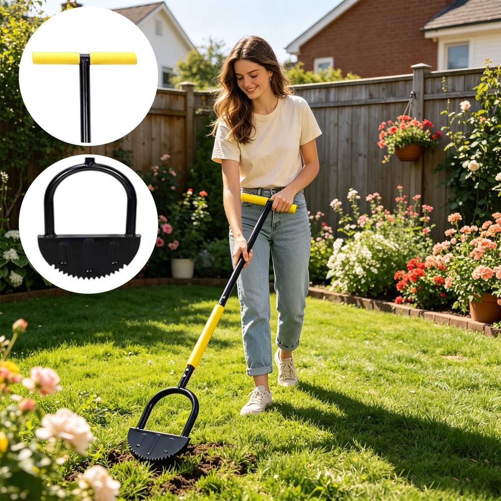 Garden Edging Tool with Serrated Blade for Lawn Sidewalk Driveway and Garden Edges Durable Steel Construction Ergonomic Handle for Easy Use