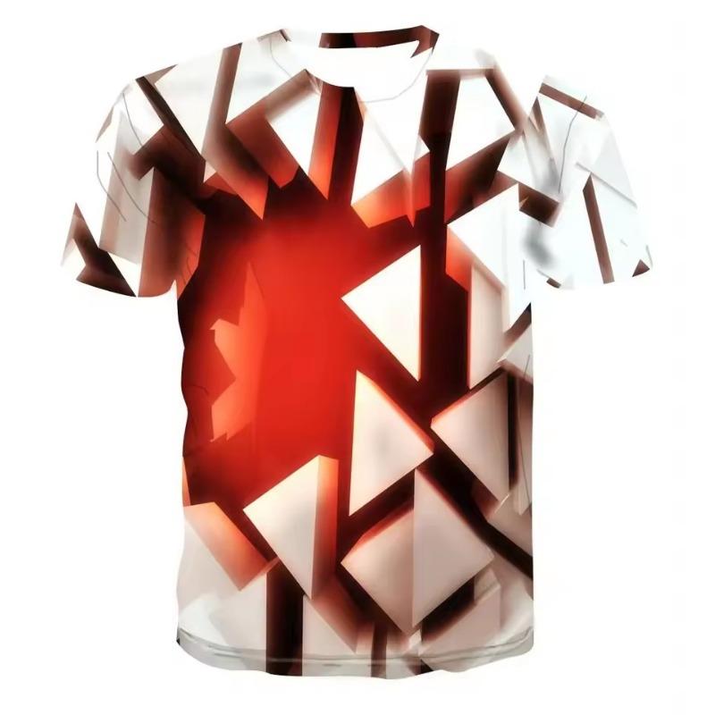 Men's Casual 3D Printed T-shirt O-Neck Fashionable and Fun Three-Dimensional Short Sleeved Plus Size Comfortable Top