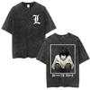 Vintage Washed Anime Death Note Manga Logo Graphic T-shirt Men Women Printed Tee Summer Casual Fashion Clothing Tops High Quality Streetwear