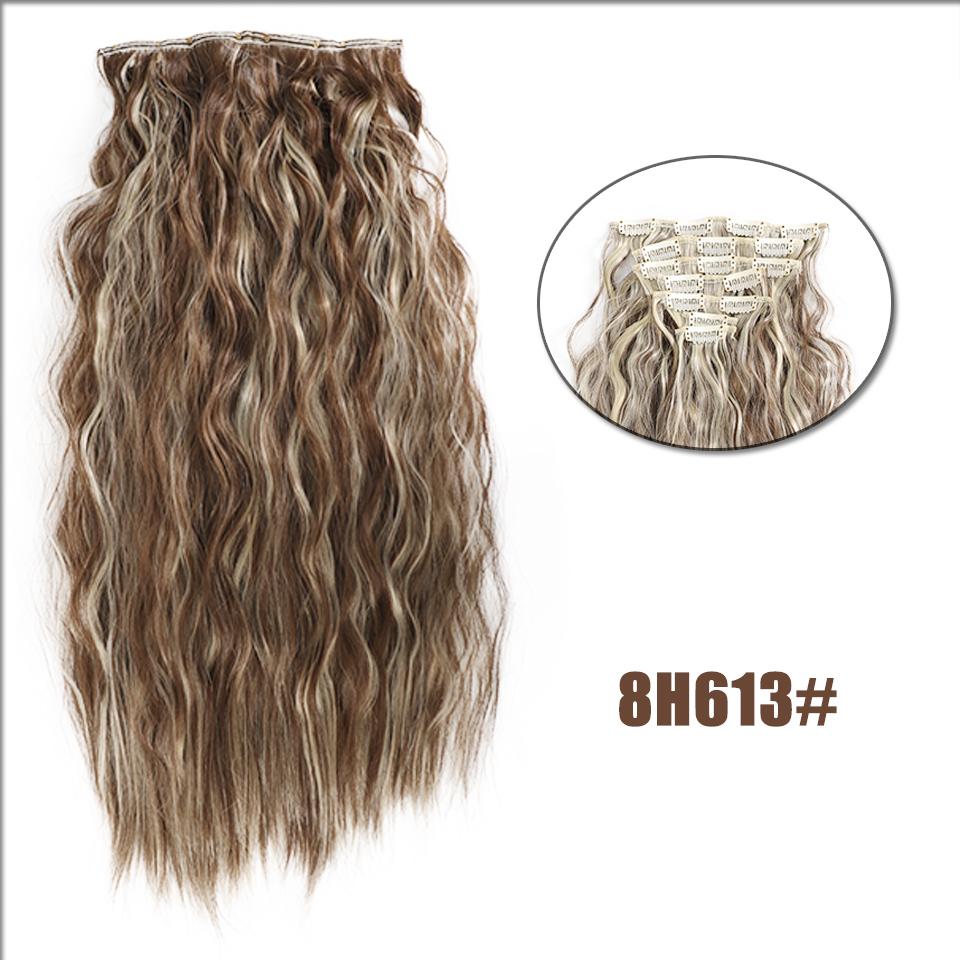 WTB Synthetic Wig 20 Inch 16 Clip Hair Extension Water Ripple Wig Set Of Seven Fluffy Heat-resistant Wig Clip Hair Extension Piece