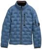 Demi-season Jacket Tom Tailor Hybrid Lightweight Quilted Jacket with a Hood In a Stand-up Collar In a Mystical Blue Color (1044092_36985)