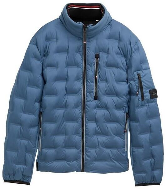 Demi-season Jacket Tom Tailor Hybrid Lightweight Quilted Jacket with a Hood In a Stand-up Collar In a Mystical Blue Color (1044092_36985)