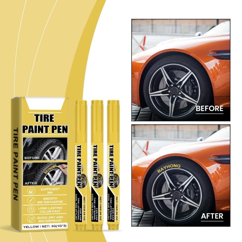 15Pcs Yellow Tire Paint Pen Quick Drying Water Resistant Yellow Tire Marker Pen For Car Tire Lettering Scratch Repair