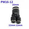 4 6 8 10 12 14 16mm PY PW Black Y-type Three Ways Pneumatic Air Fitting Quick Push To Connect Quick Release Variable 14-12 6-4