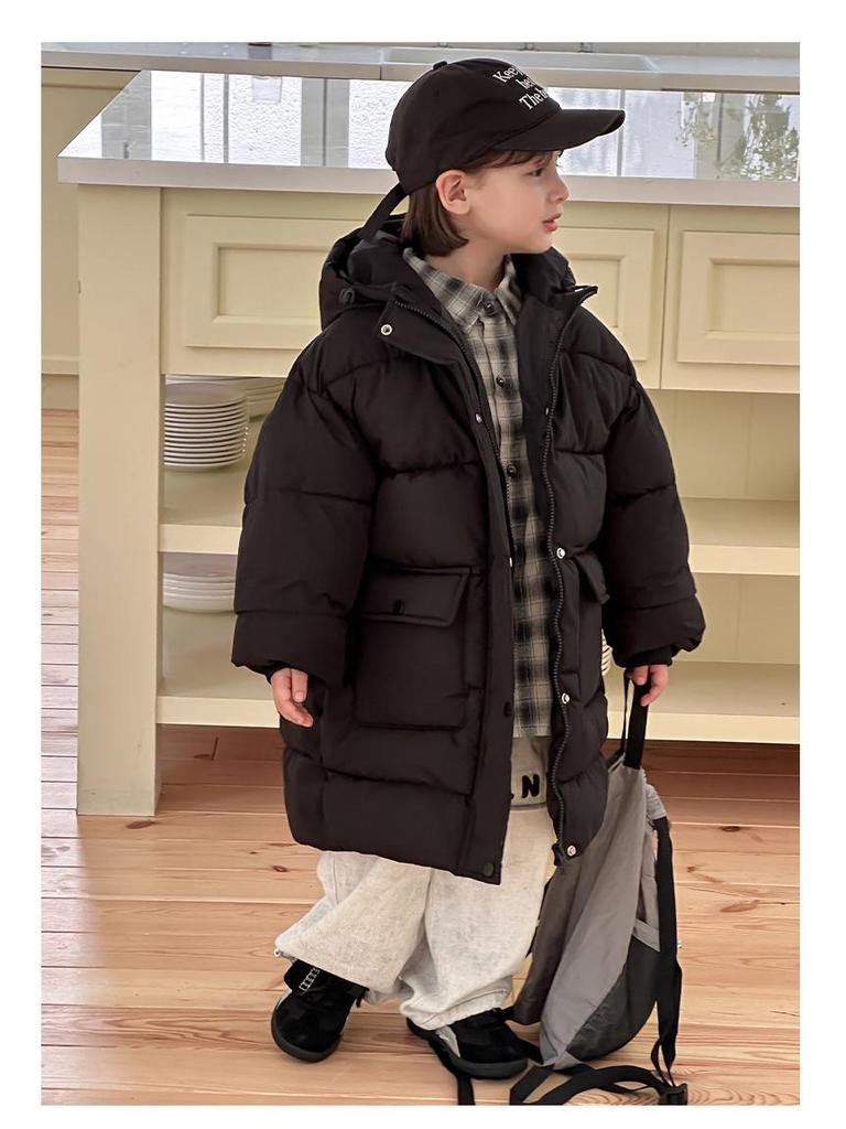 Kinder Winter 2025 Mittellanger Daunenmantel - Dicke, warme Baumwolljacke für Jungen und Mädchen