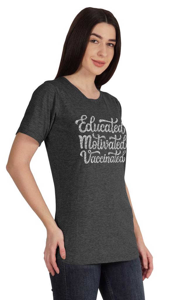 Inkmeso Educated Motivated Vaccinated Funny Pro-Vaccine T-shirt Tops For