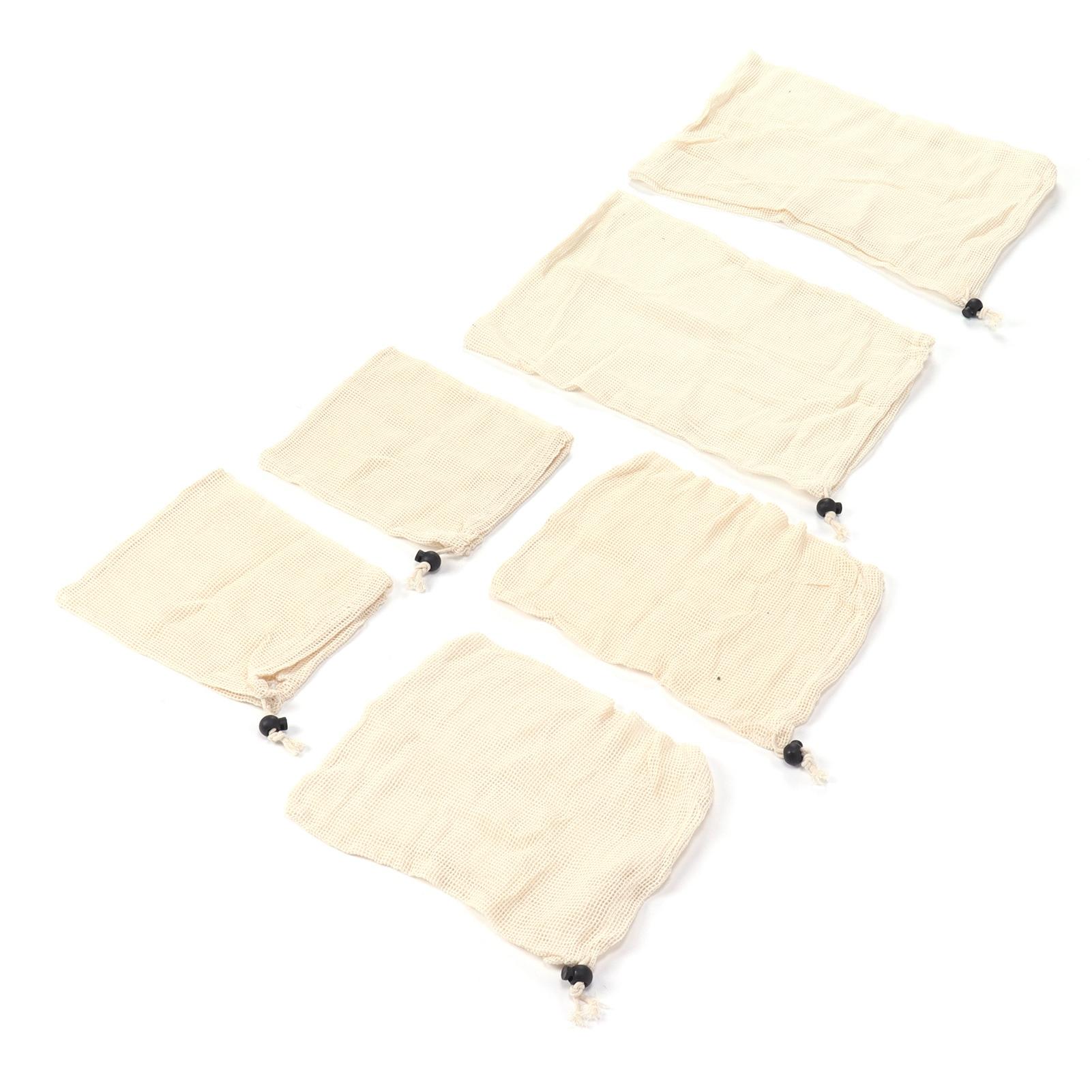 6Pcs Drawstring Storage Bag Cotton Mesh Waste Food Bag Single Side Drawstring Mesh Drawstring Pocket 1190₽