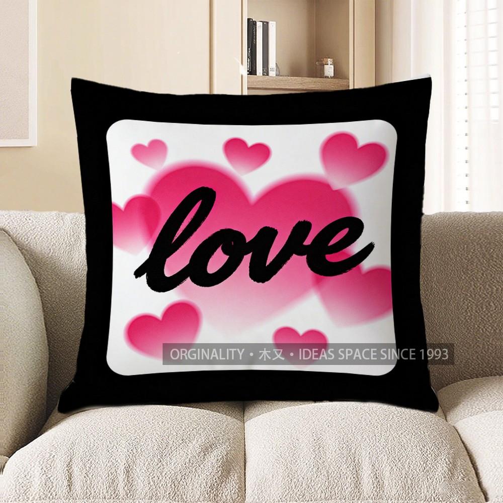 2D Heart And Love Pattern Throw Pillow Cover Pattern Cushion Cover Suitable For Sofa Bedroom Car Pillow Cover