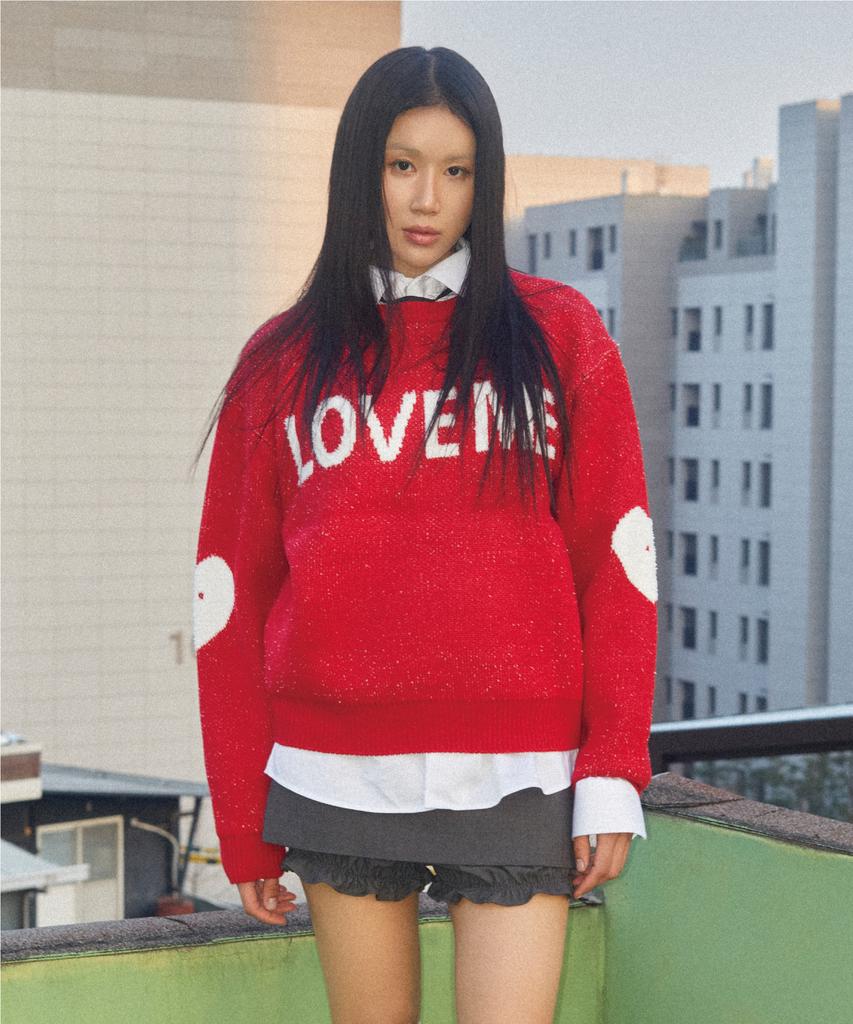 Tomseubeolseudei Love Me Double Heart Knit Strawberry