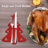 4PCS Household Elk Xmas Tree Table Decorations Cutlery Bag Christmas Knife Fork Holder Tableware Organizer