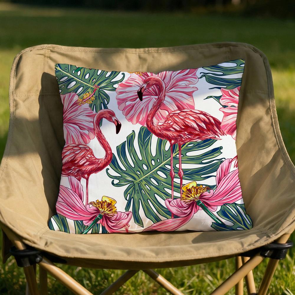 Tropical forest flamingos Cushion Cover Soft Reversible  Durable Pillow Cover  MultiScene Use for Home  Car Daily Comfort