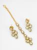 Gold-Plated White Stone-Studded & Beaded Handcrafted Jewellery Set