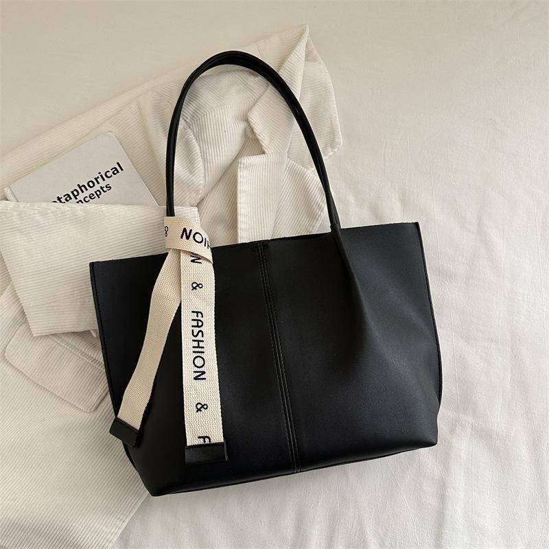 

Vintage Large Capacity composite Tote Bag Set Soft PU Leather Shoulder Handbag With Pouch For Women Daily Commute Work Purse чёрный