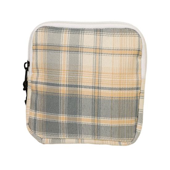 Sanitary Napkin Bag Checkered Pattern Zipper Design High Capacity Built-in Small Pocket Cute Women Sanitary Pad Tampon Holder Girl Supply