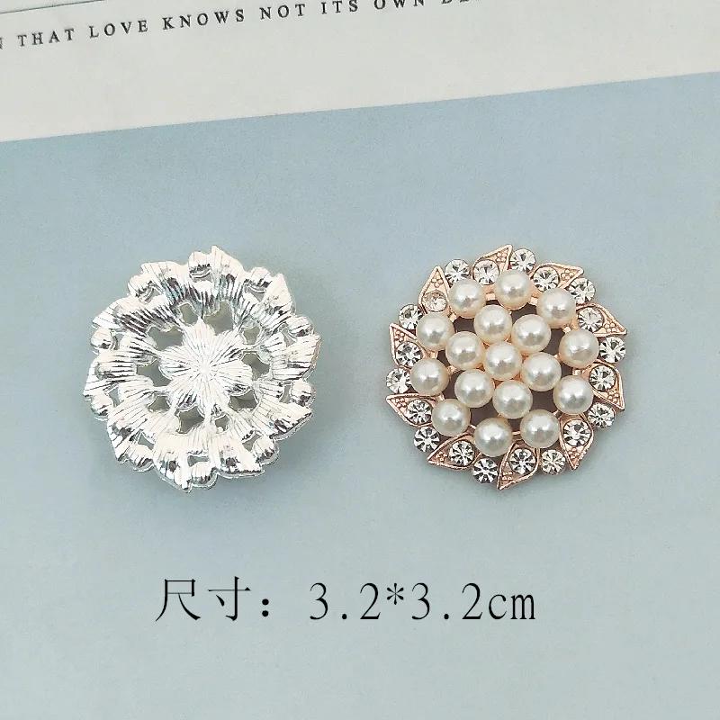 5pcs Rhinestones Buttons Flat Back Ivory Pearl Craft Making Accessories Wedding Invitation Card