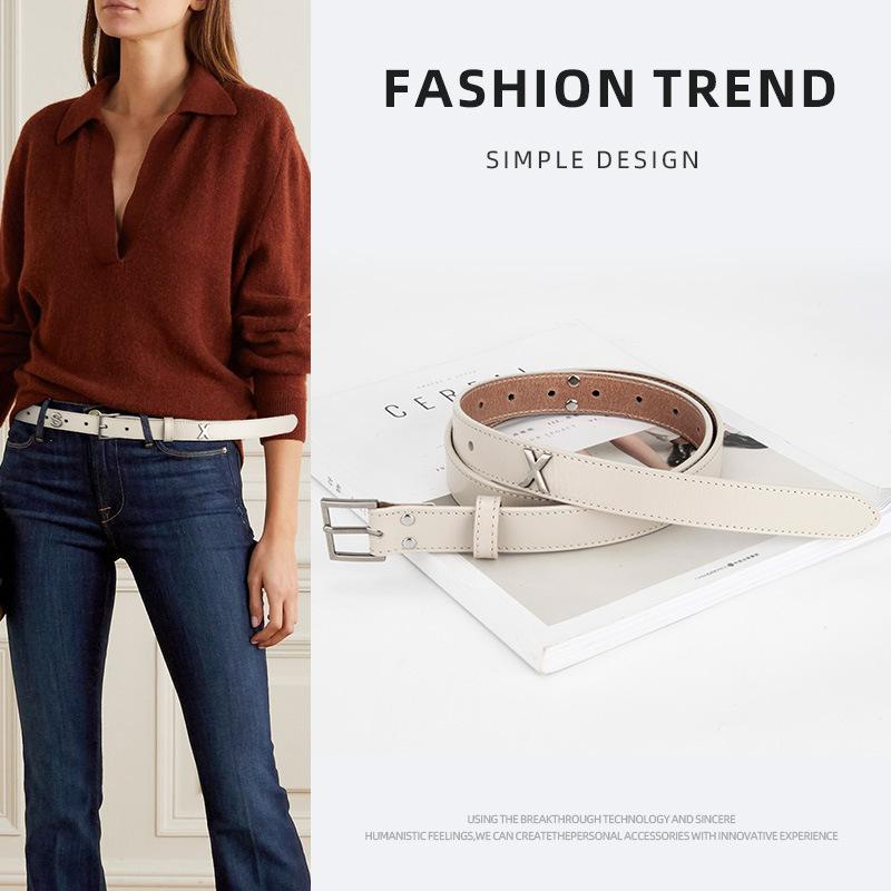 New Genuine Leather Belt for Women's Hip-hop Top Layer Cowhide Jeans Decorative Belt for Women