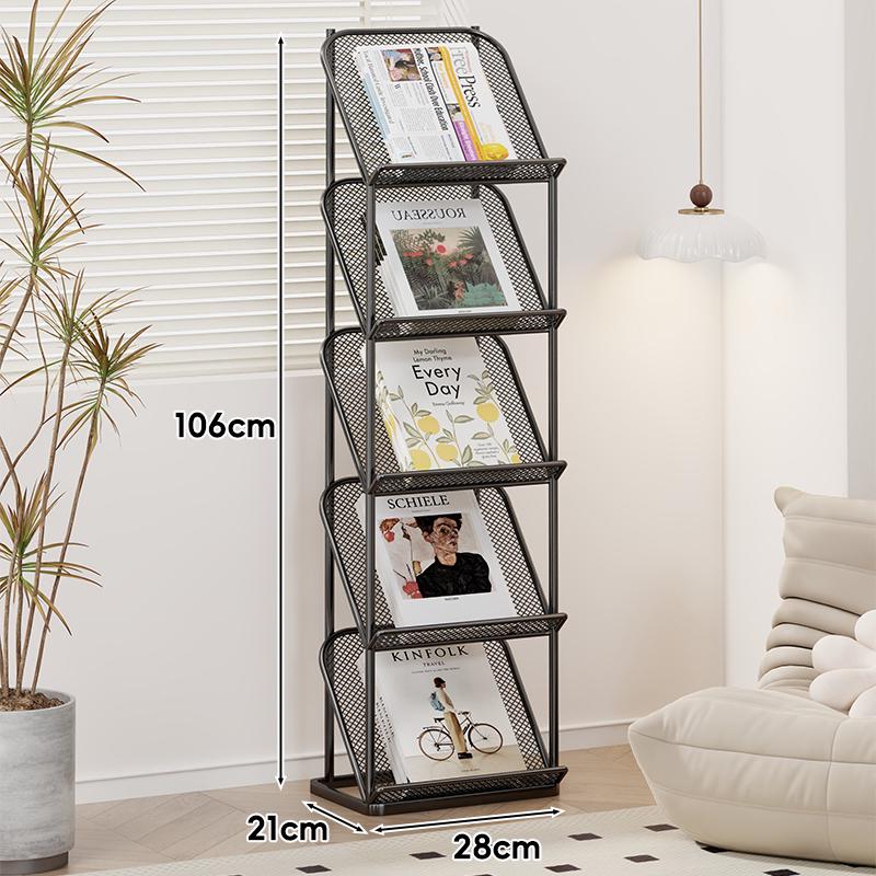 Floor-Standing Wrought Iron Magazine & Brochure Display Rack