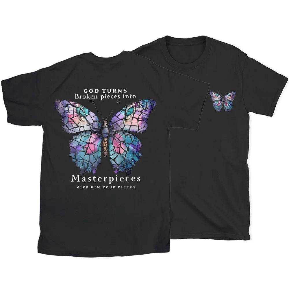 2026 New Summer Design God Turns Broken Pieces Into Highquality Christian Casual Breathable Unisex Crew Neck Tshirt S