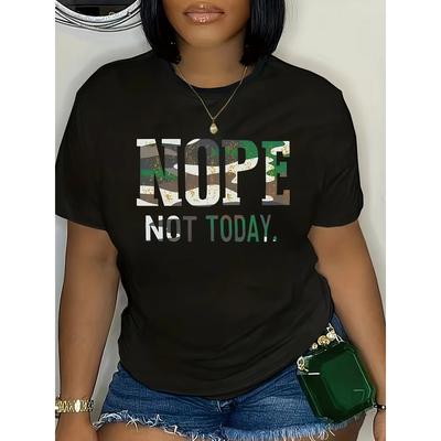 Camiseta de Talla Grande con Estampado de Letras Casual Cuello Redondo Manga Corta Camiseta Ropa de Talla Grande para Mujer