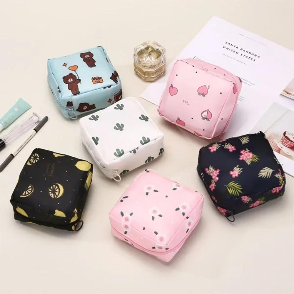 Waterproof Sanitary Pad Storage Bag Cartoon Pattern Sanitary Napkin Bag  Women Girls