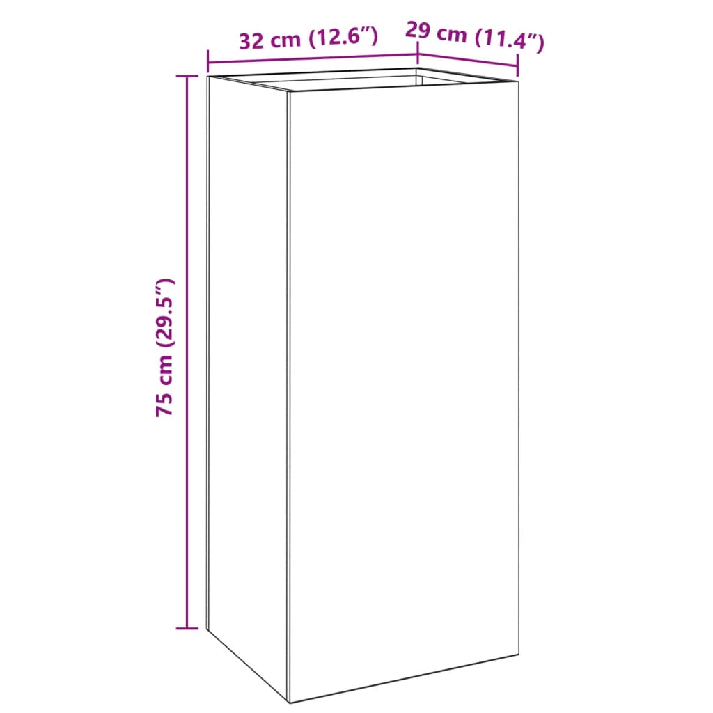 Plant Pot Black 32x29x75 Cm Steel