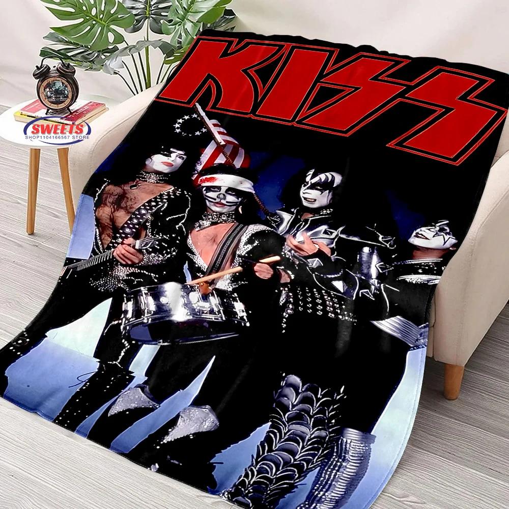 Warme und kuschelige Flanelldecke K Kiss Band Decke, Sofa Schlafzimmer Büro Freizeit Nickerchen Camping Decke, Schönes Geschenk für Kinder