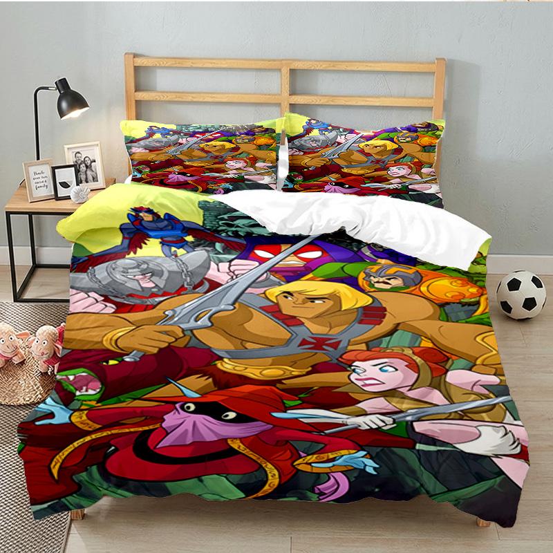 3PCS Heman Bedding Set Printed Duvet Cover Closure Includes 1 Duvet Cover & 2 Pillowcases for All Seasons Bedroom Decor