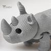 Movable Rhino Figurine 3D Printed Knitted Rhinoceros Figurine, Mini Fidget Toy with Desktop Accessory Joints, Wild Animal Collectible Figure for Desk