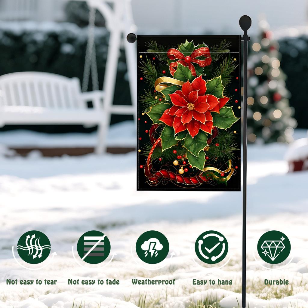 Christmas Holly BerriesGarden Flag 12x18 Inch Double Sided for Courtyard Outdoor Welcome Flag Decoration (Excluding flagpole)