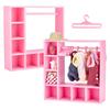 UNICRAFTALE 2-teiliges Set Rosa Puppenkleidung Aufbewahrung Kunststoff Kommode Mini Kleiderschrank Organizer mit 20 Kleiderbügeln Mikro Landschaft Puppenhaus Zubehör Dekoration