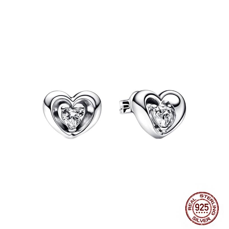 Hoop Earrings for Women Sparkling Pave CZ Heart-shaped Series Round Love Fit Original Wedding Drop Earring Jewelry