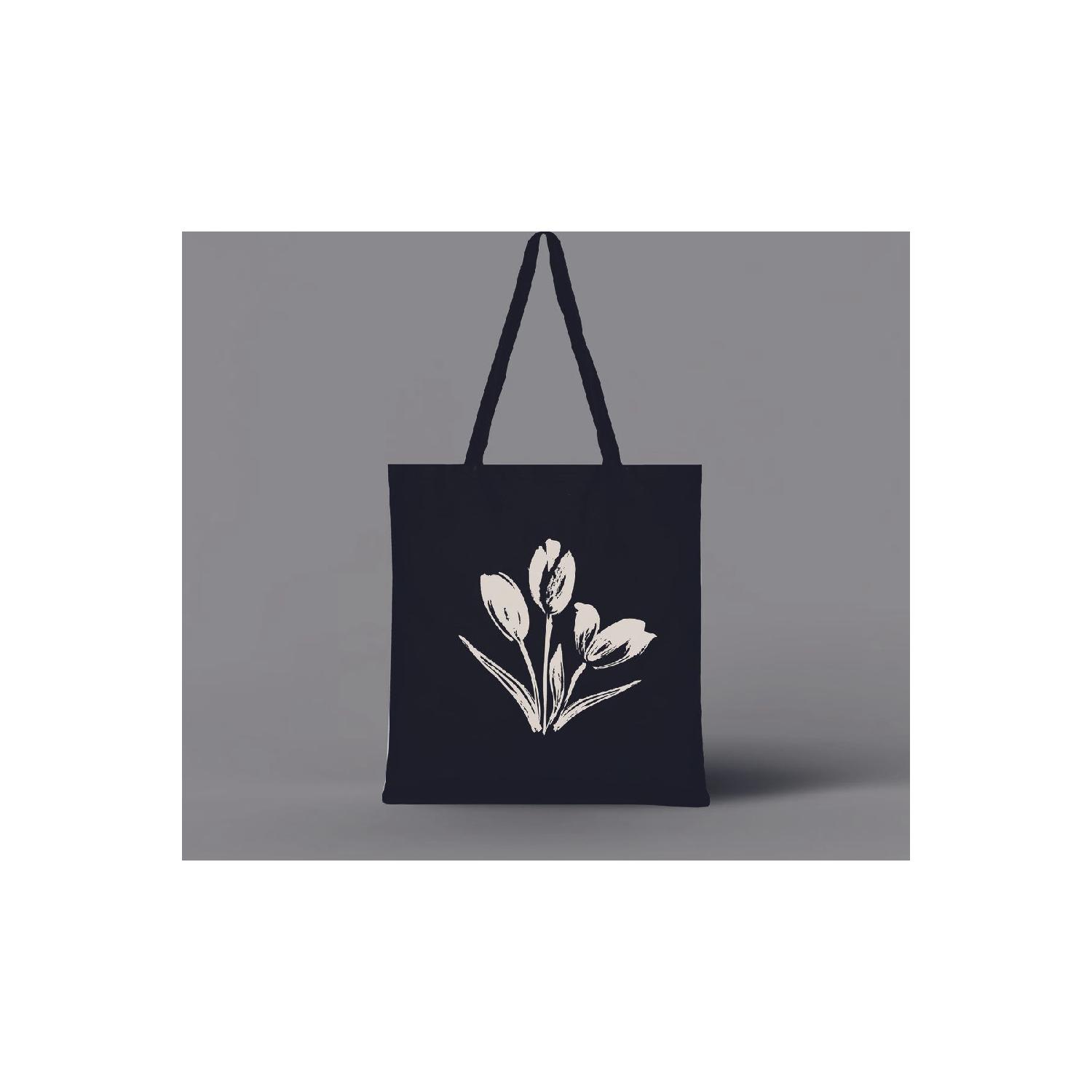 

Tulips Printed Raw Cloth Black Shoulder Bag 35 x 39 чёрный