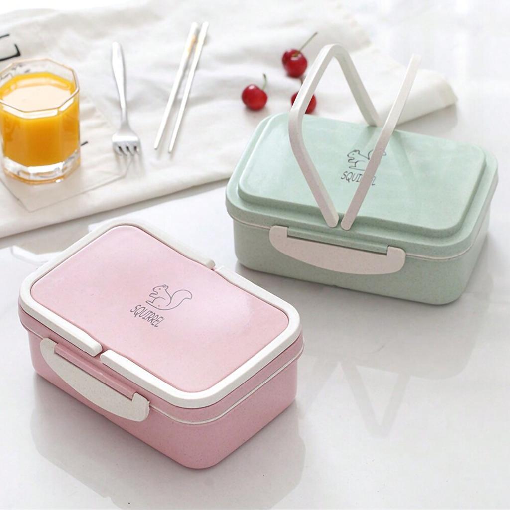 1pc-Microwave lunch box, wheat straw bento box, plastic food container, kitchen accessories