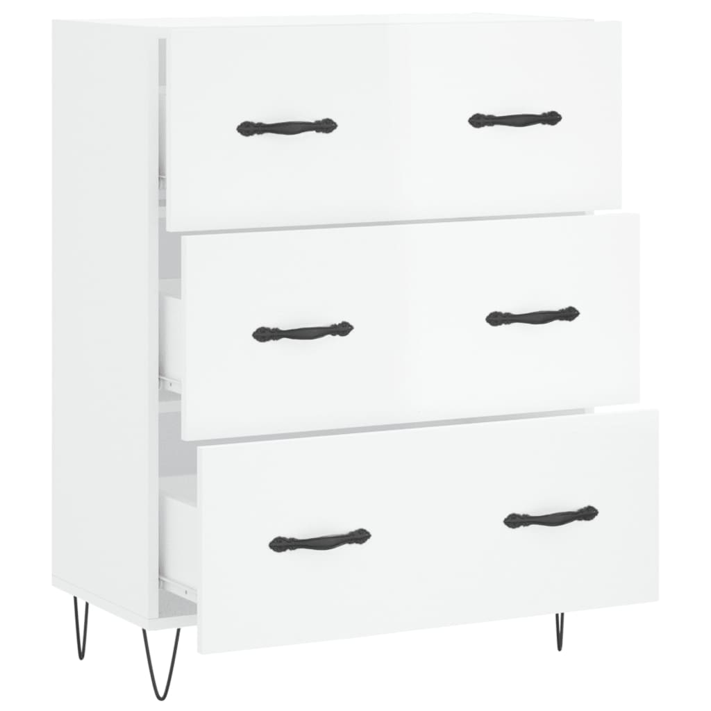 Sideboard High Gloss White 69.5 x 34 x 90 cm Engineered Wood