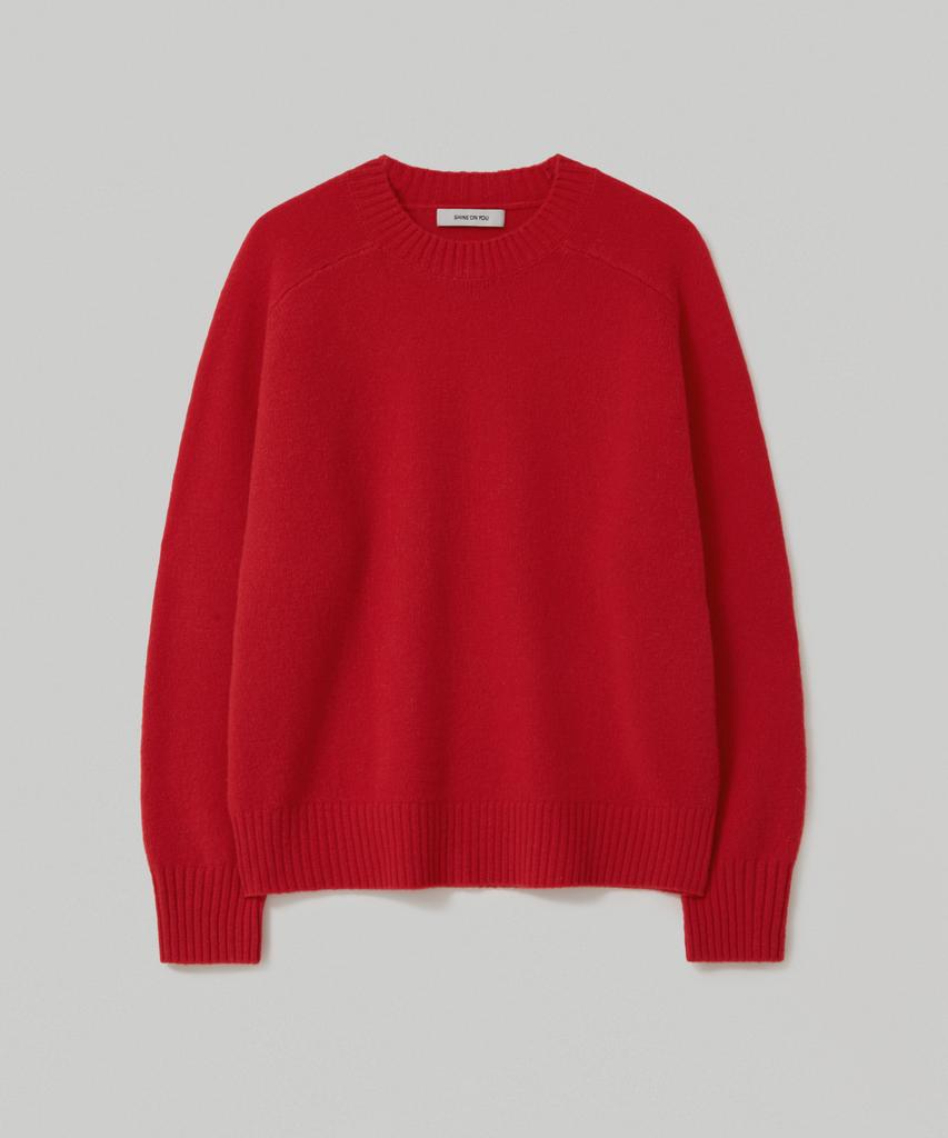 SHINE ON YOU 100% Rws Extra Fine Merino Wool Raglan Knit_Red