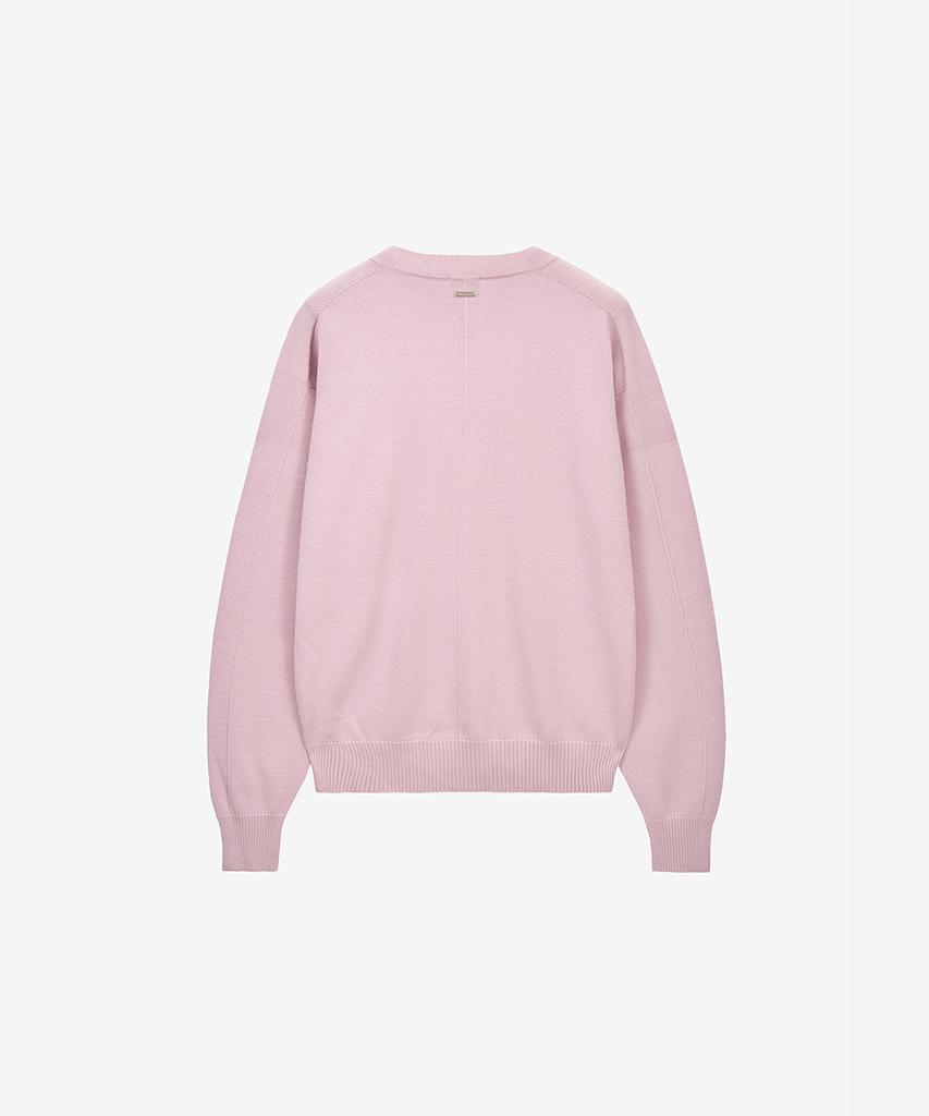 ZIOSONGZIO Semblance Whole Garment V-Neck Knit Light Pink Zi2Kt809Lp
