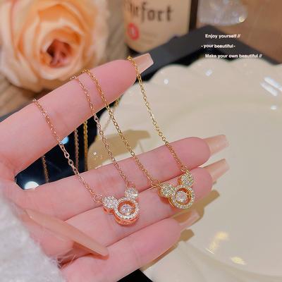 Fashion Bear Necklace Female Niche Temperament Micro-inlaid Zircon Smart Pendant Joker Luxury Titanium Clavicle Chain