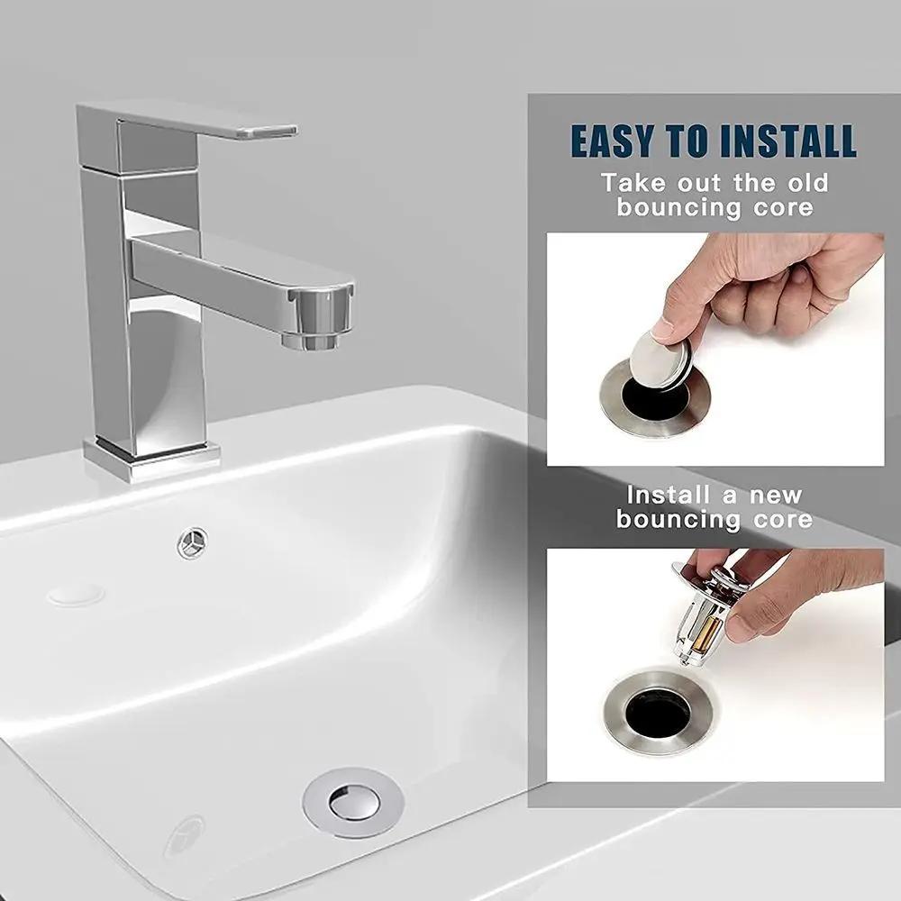 With Anti-clogging Basket Wash Basin Bounce Drain Filter Hair Catcher Universal Sink Drain Stopper Sink Pop-Up Drain Plug