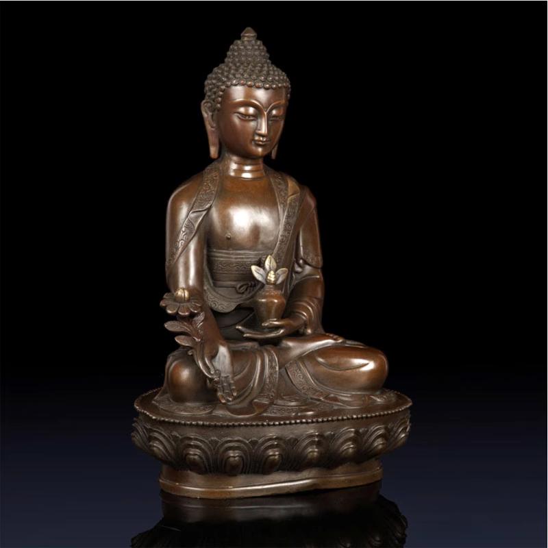 

1 шт., чистая медная статуя Будды, украшение из трех сокровищ, Будда Шакьямуни, Будда Медицины, металлическая статуя Будды, изделия ручной работы 11x7.5x16cm